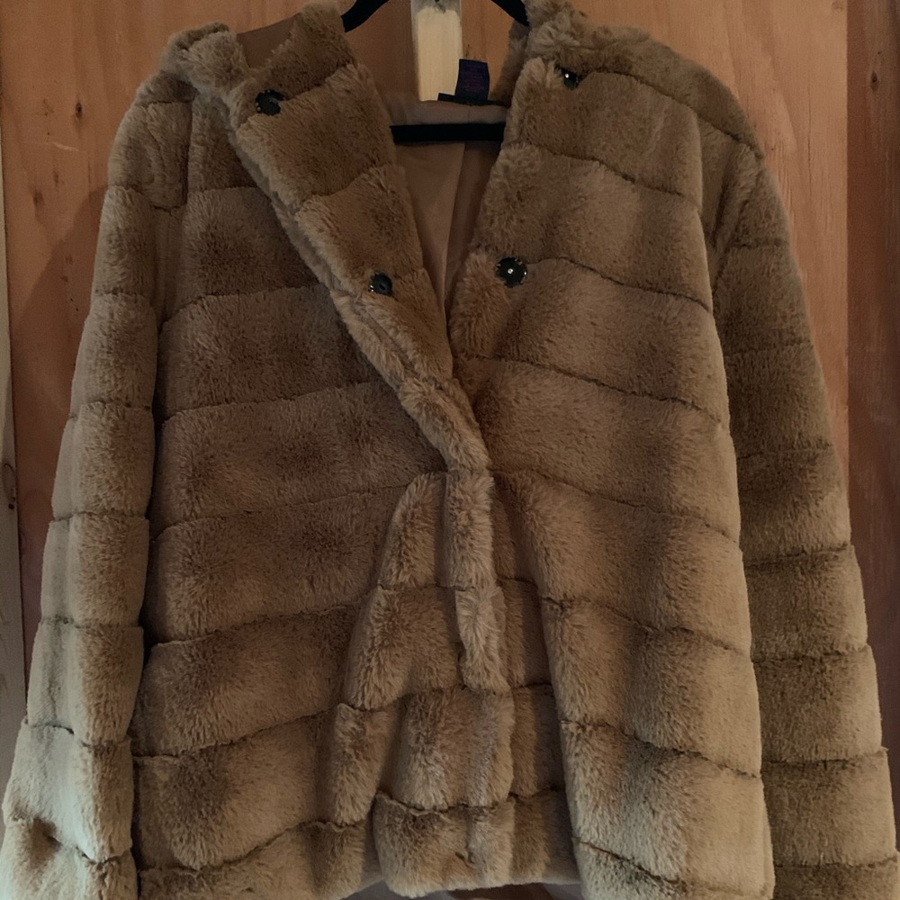 Brown faux fur jacket